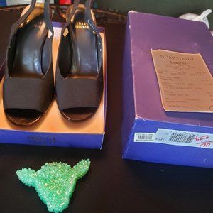 Stuart Weitzman Womens 7.5 Black Elastic "Trans" shoe